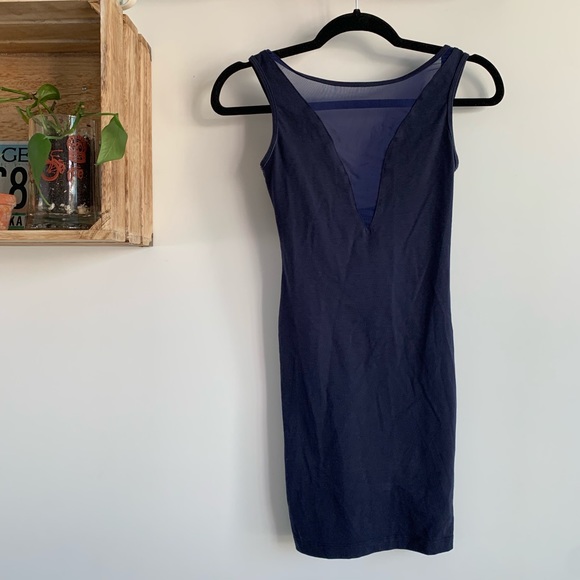 American Apparel navy blue deep V mesh dress - Picture 2 of 6